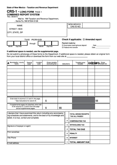 Form Crs 1 Combined Report System Long Form State Of New Mexico