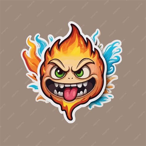 Premium Vector | Angry evil fire emoji stickers