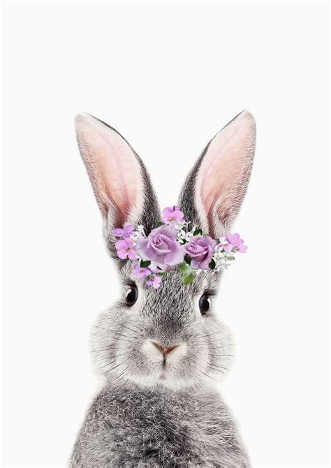 Bunny With Flower Crown Art Print By Lotus Print Studio Bunny Art