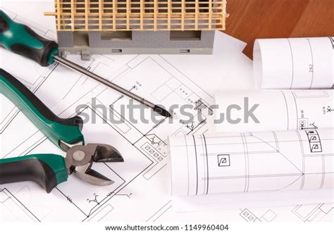 Electrical Drawings Diagrams Work Tools House Stock Photo 1149960404 | Shutterstock