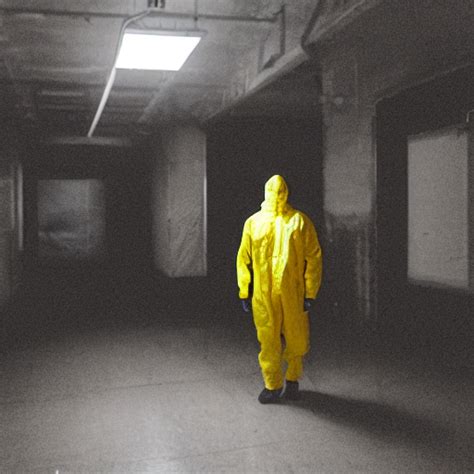 Prompthunt A Man Wearing A Yellow Hazmat Suit Inside The Backrooms