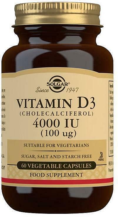 Пищевая добавка Витамин D3 100 мкг Solgar Vitamin D3 4000 IU