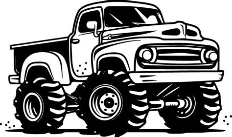 Monster Truck, Black and White Vector illustration 27723481 Vector Art ...