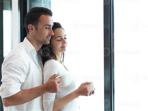 relaxet young couple drink first morning coffee 10832230 Stock Photo at ...