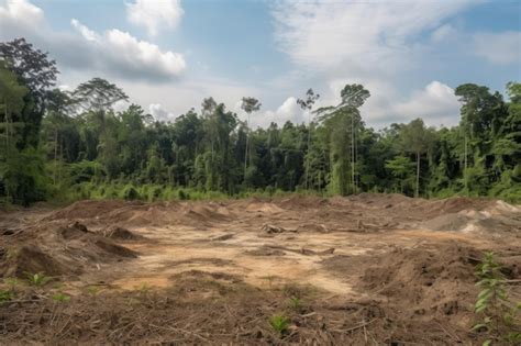 premium ai image deforested area  barren soil  scattered