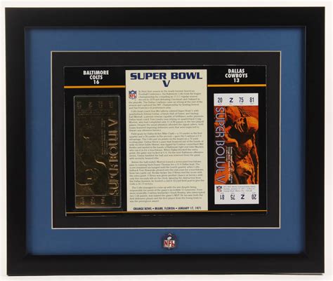 Super Bowl V Commemorative 16x19 Custom Framed Score Card Display With