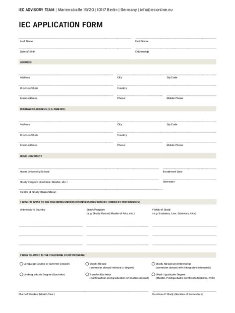 Fillable Online Iec Application Form Fax Email Print Pdffiller