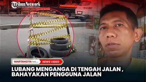 Lubang Menganga Di Tengah Jalan Wilayah Tangerang Selatan Bahayakan