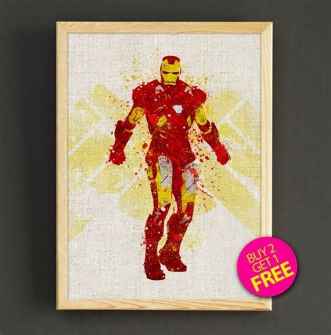 Iron Man Watercolor Art Print Superhero Avengers Poster House