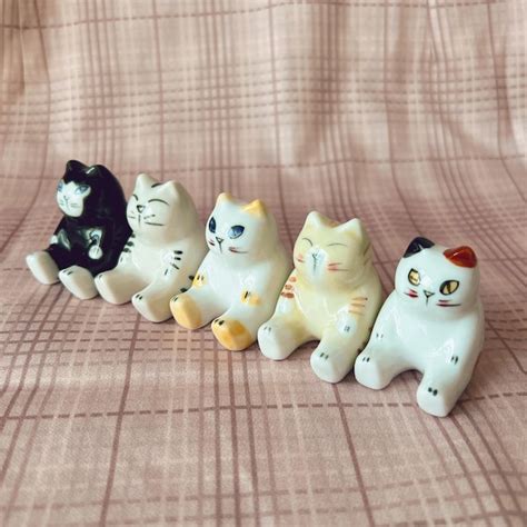 Cute Ceramic Cats Figurine Etsy