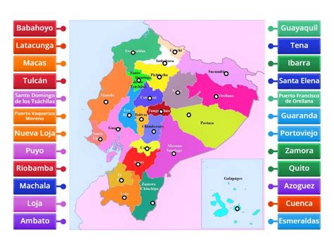 Provincias Y Capitales De Ecuador Diagrama Con Etiquetas