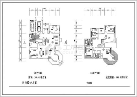 某二层带地下层砖混结构乡村小型别墅设计cad建筑方案图（标注详细）建筑方案图土木在线