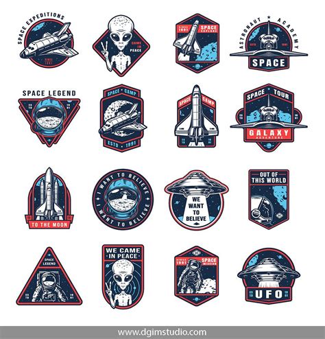 Vintage Space Emblems Set Badge Design Logo Design Creative Sticker