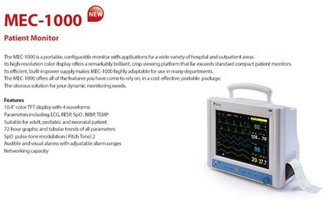 Jual Pasien Monitor Mec 1000 Mindray Patient Monitor Mec 1000 Di Lapak