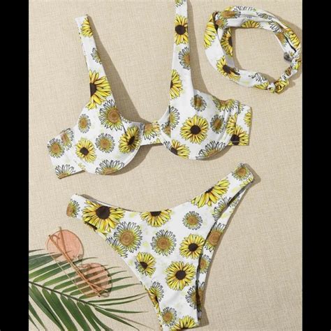 Sunflower Print Bikini Gem