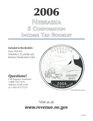 Fillable Online 2006 NEBRASKA S CORPORATION INCOME TAX BOOKLET Included