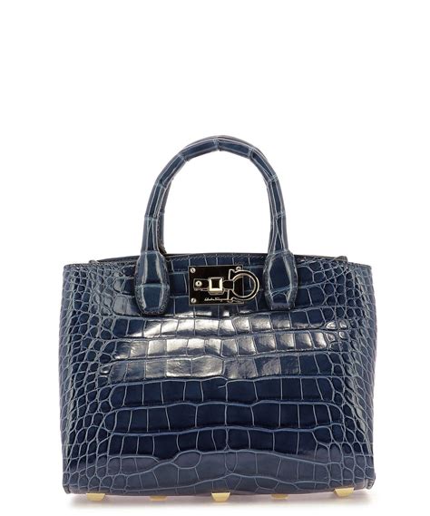 Ferragamo Leather The Studio Tote Bag In Blue Lyst