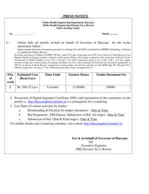 Fillable Online Haryanaphed Etenders Improvement Disposal Of Treated