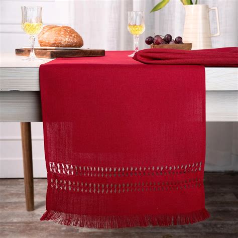 Amazon D Moksha Red Table Runner Inches Long Linen Table