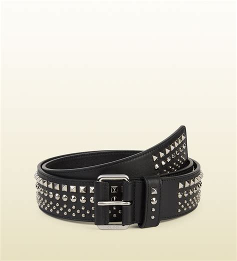 Gucci Studded Leather Belt With Square Buckle In Black For Men Lyst