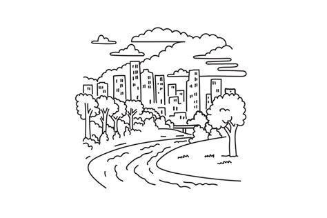 Buffalo Bayou Park Houston Mono Line Art Graphic By Patrimonio