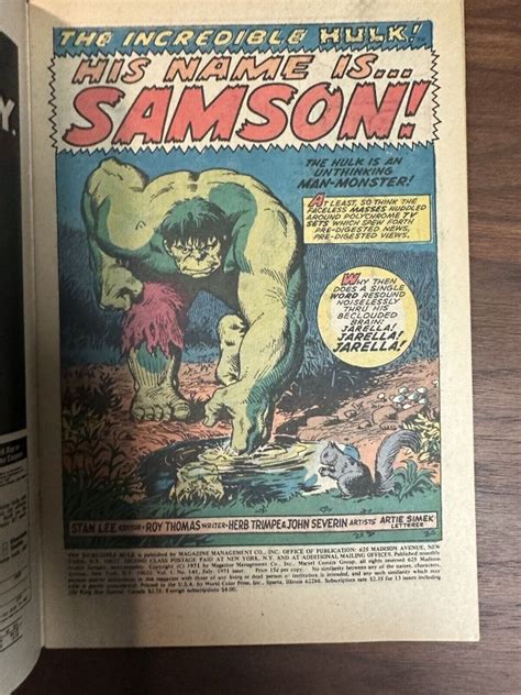 The Incredible Hulk Fn Vf First Doc Samson Marvel Comics