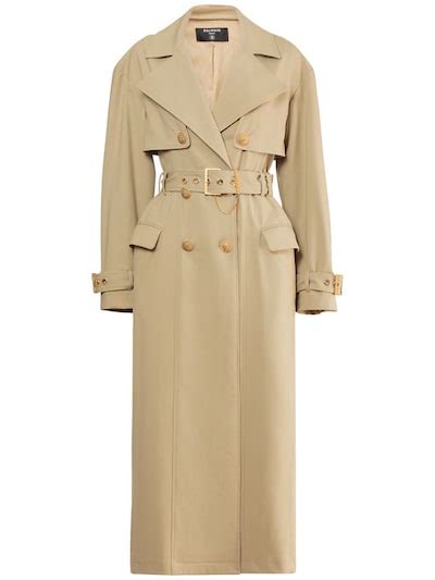 Gabardine Trench Coat Balmain Women Luisaviaroma