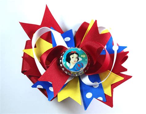 Boutique Princess Snow White Inspired Bottle Cap Hair Bow Clip Bow