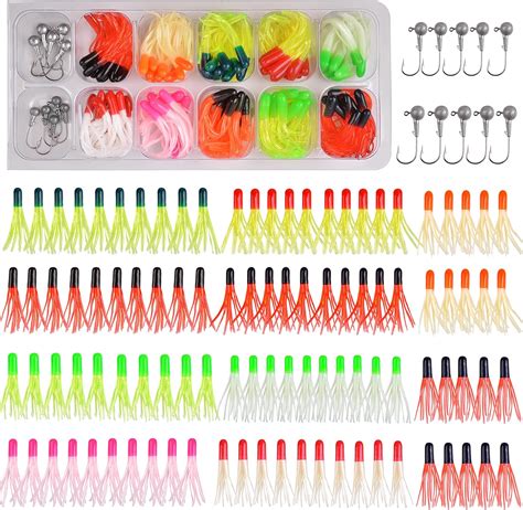 Amazon Grub Fishing Lures Jig Heads Hooks Kit Crappie Jigs Soft