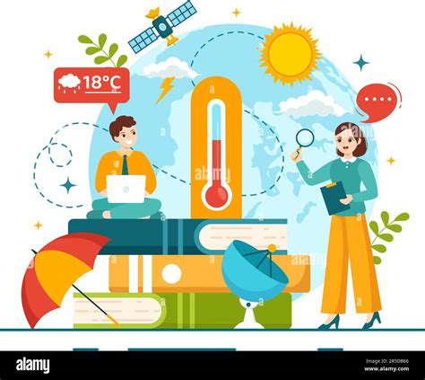 Meteorologist Vector Illustration with Weather Forecast and Atmospheric ...