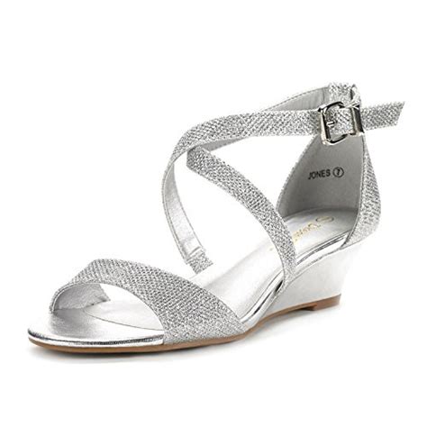 DREAM PAIRS Women S Jones Silver Low Wedge Pump Sandals 8 5 M US