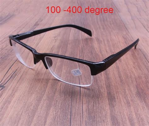 Buy 100 ~ 400 Degrees Men Half Frame Optical Glasses Frame Eyeglasses Super