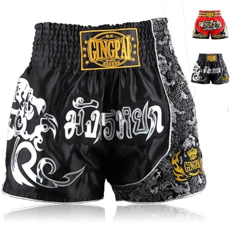 Wholesale Black Red Male Boxing Shorts Mma Fight Trunks Breeches Martial Arts Pants Seen