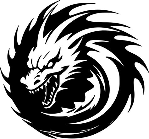 Premium Vector Dragon Black And White Isolated Icon Vector Illustration