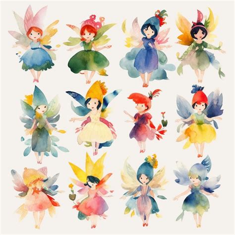 Watercolor Fairies Clipart High Quality Watercolor Art Etsy