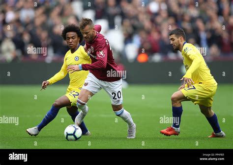 West Ham Uniteds Andriy Yarmolenko Centre In Action With Chelseas