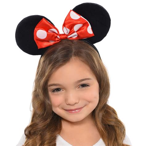 Kids Disney Minnie Mouse Plush Ears And Bow Headband Blackwhitered