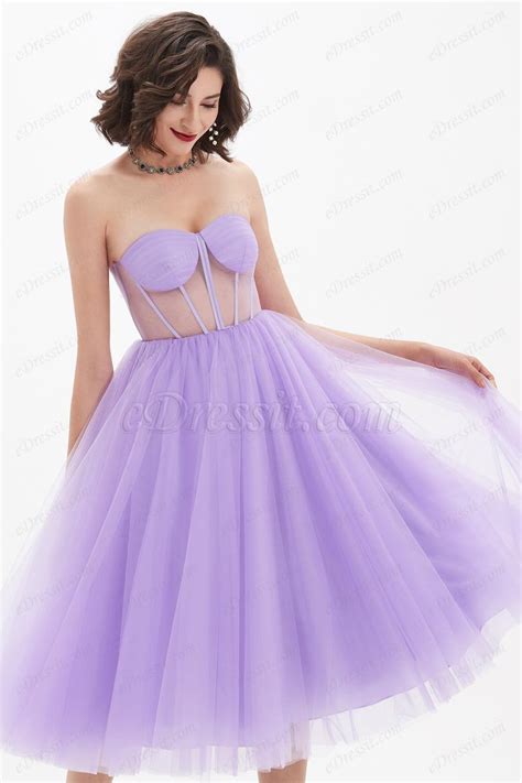 Lovely Purple Corset Polyester Bone Tulle Party Dress 04210406 Edressit