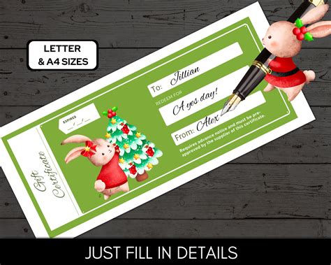 Printable Christmas Gift Certificate Coupon Voucher / DIY Coupon Book ...