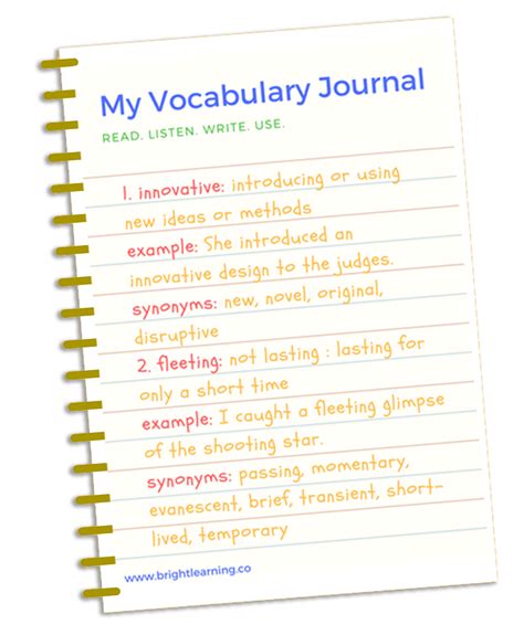 My Vocabulary Journal Sample2 Bright Learning