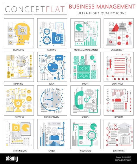 Infographics Mini Concept Business Management Icons For Web Premium