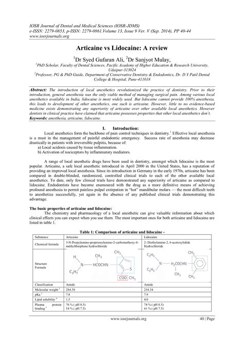 (PDF) Articaine vs Lidocaine: A review