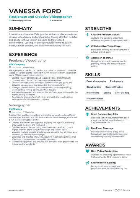 5 Videographer Resume Examples And Guide For 2024