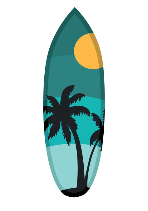 Surfboard with a stylish pattern. Flat doodle clipart. All objects are ...