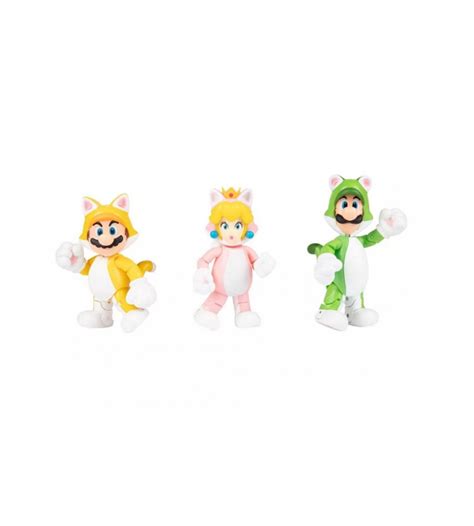 Super Mario 3D World: Cat Suit Mario, Luigi & Peach Action Figure 3 ...