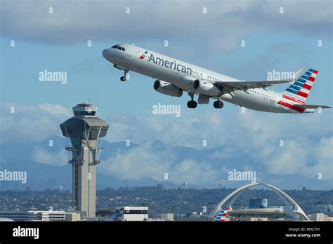 American Airlines Airbus A Airliner Taking Off From Los Angeles