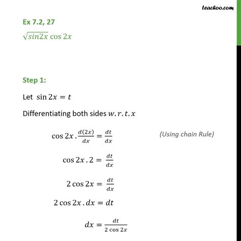 Ex 72 27 Integrate Rootsin 2x Cos 2x Class 12 Ex 72