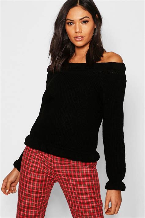 Bardot Off Shoulder Knitted Jumper Boohoo Uk