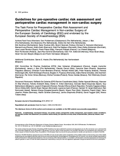 Pdf Guidelines For Preoperative Cardiac Risk Assessment J