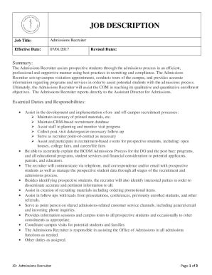 Fillable Online Admissions Recruiter Fax Email Print Pdffiller